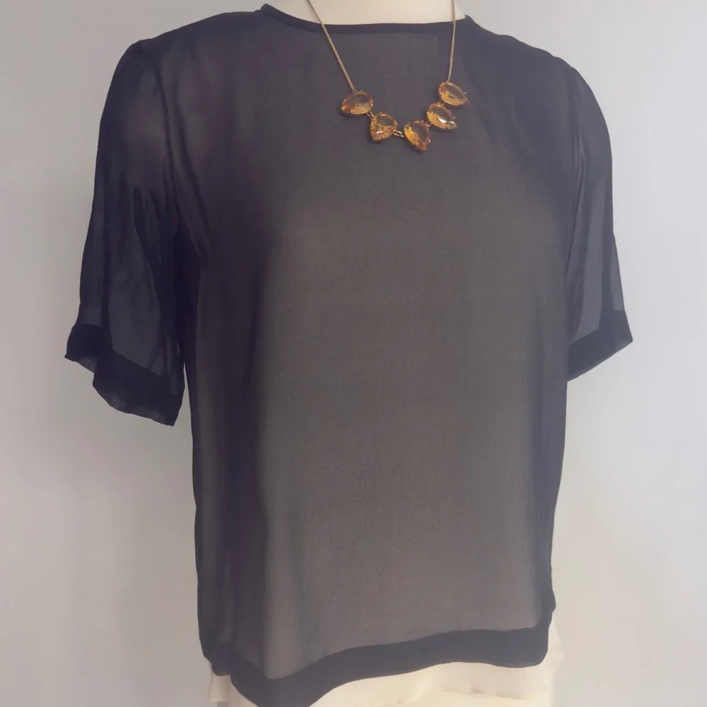 TIBI Black Sheer Blouse NWOT - Picture 1 of 11